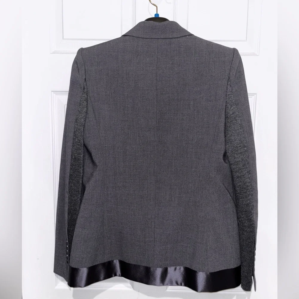 BCBGMAXAZRIA  Blazer Size S Kana Heather Jacket Satin Trim Gray​​​ - Picture 4 of 7